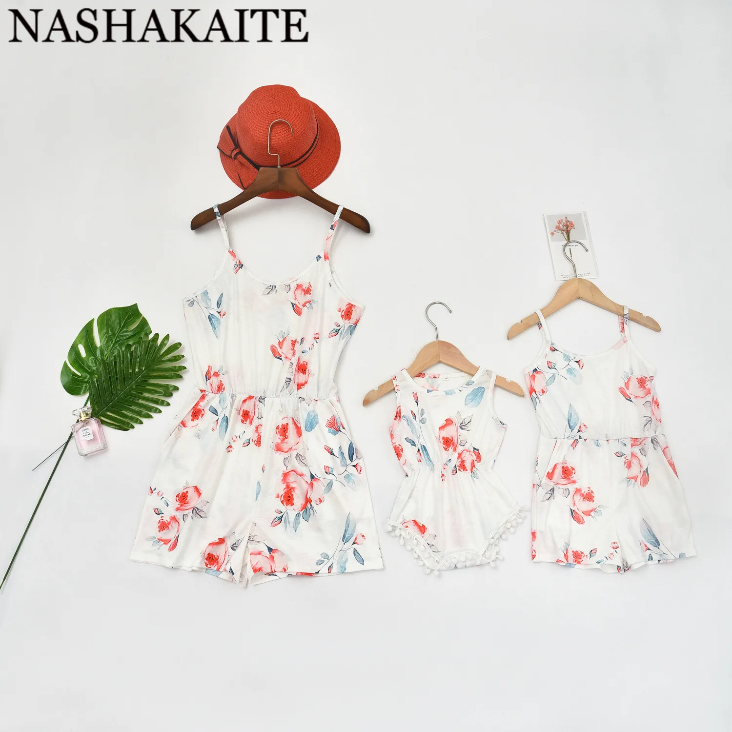 NASHAKAITE/Одежда для мамы и дочки; Комбинезоны на бретельках с принтом; Детский комбинезон; пляжные вечерние комбинезоны; одежда для мамы и меня