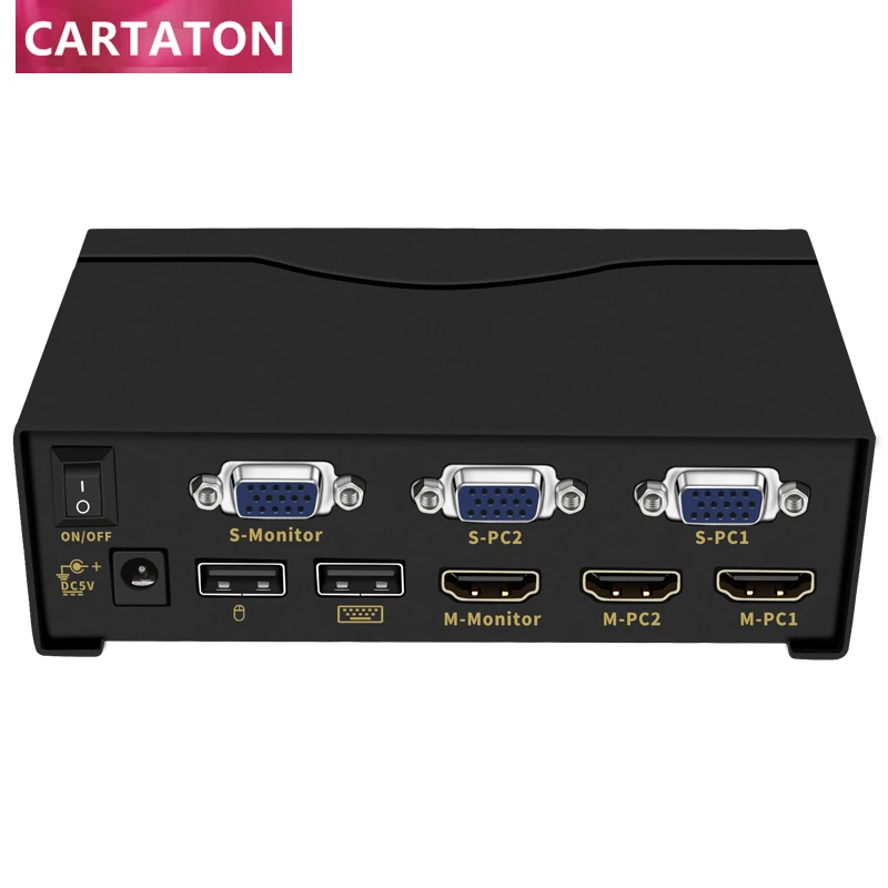 2 входа выхода VGA + H DMI двойной KVM-переключатель заводская цена can OEM порта монитор