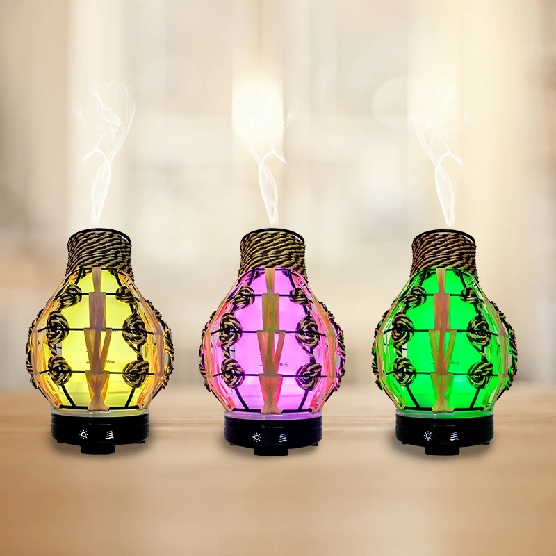 HOT!Essential Oil Diffuser Wrought Iron Hollow 7 Colors LED Night Light Air Humidifier 120Ml with Water and Power Failure Protec | Бытовая