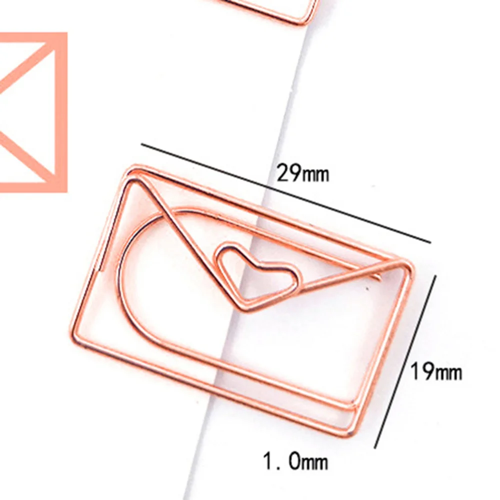 

12pcs Cartoon Envelope Paper Clip Rose Gold Creative File Clamps Adorable Paper Holder