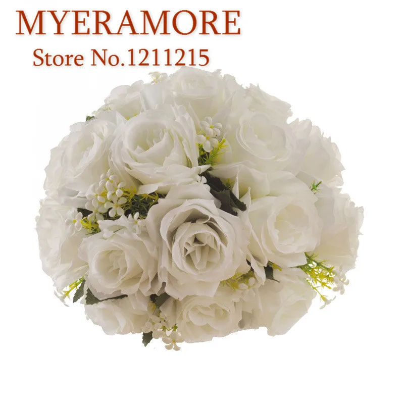 2019 белые розы Свадебные букеты Искусственные цветы ручной работы buque casamento