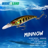 waveisland minnow fishing lures 5g7 5cm topwater lure bass fishing bait mino metallic isca artificial articulos de pesca