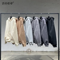 zodf new design men winter thick worm hoodies loose oversized unisex zipper heavy weight hooded sweatshirt pullovers hy0261