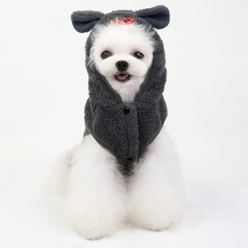 Милое пальто на собаку для питомца костюм теплая бархатная толстовка с капюшоном