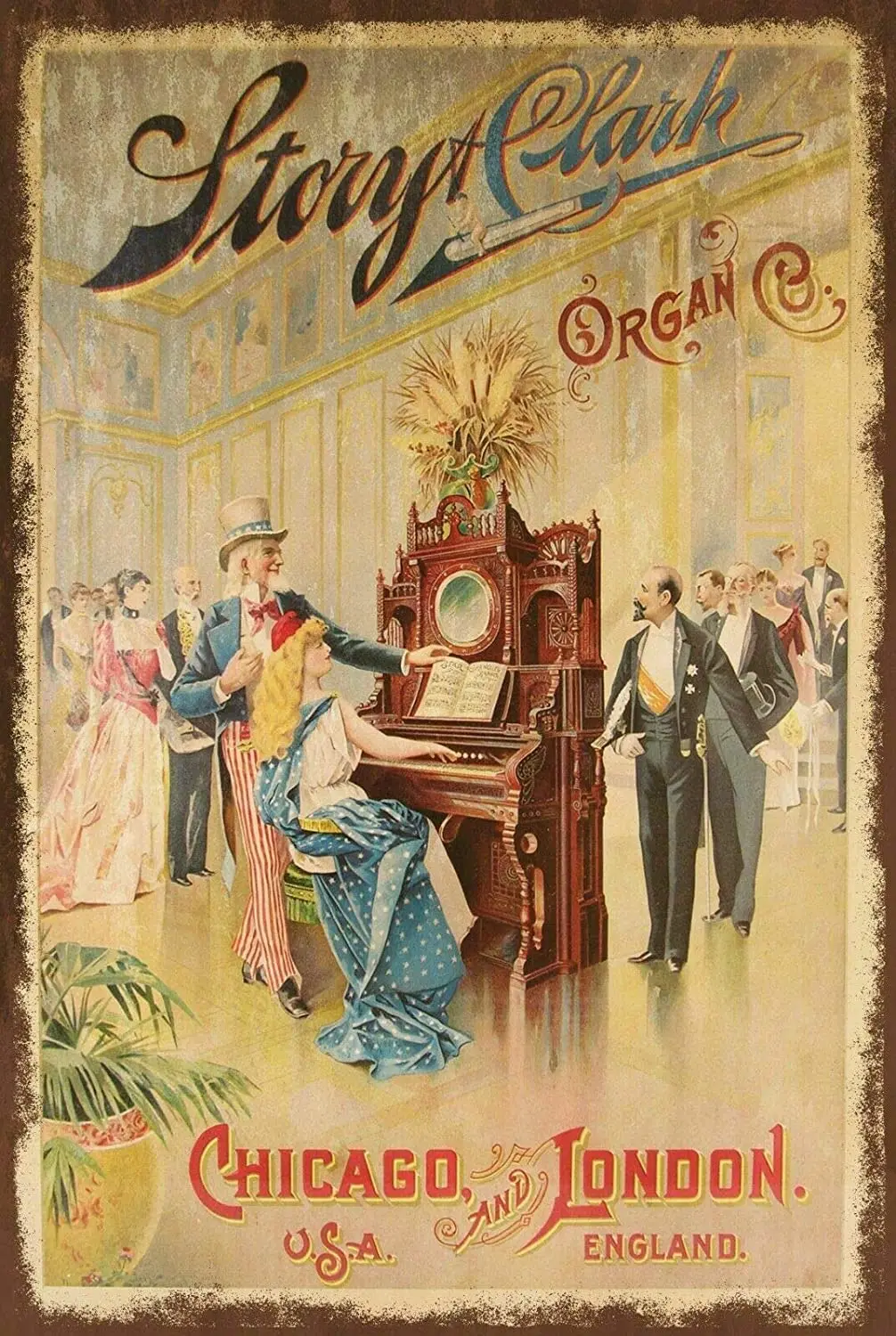 

Story and Clark Organ Music Decor Signs 12x8 Inch Metal Tin Sign
