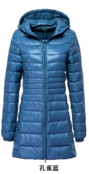 blue 7XL 8XL плюс длинный пуховик женский зимний ультра легкий пуховик женский с капюшоном пуховик женский большой размер пальто - Цвет: blue