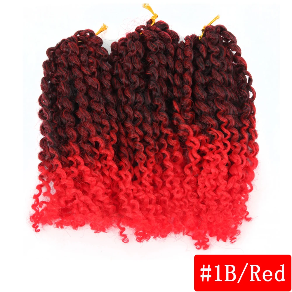 1B-Red 8 дюймов с поддержкой 3 шт./упак. 60 пряди Marley косы афро кудрявые, на крючках, косички, синтетика, плетение, накладные волосы на заколке для Для женщин - Цвет: 1B-Red