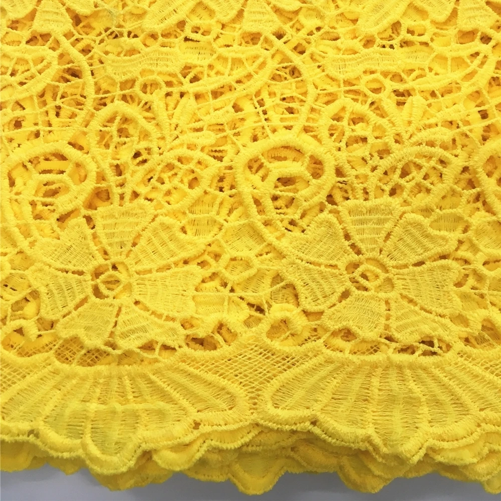 Африканское кружево Анна желтого цвета Водорастворимая Ткань
