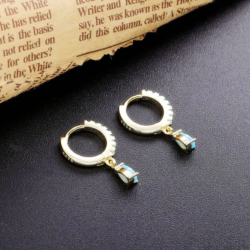 Женские серьги капли Moonmory из стерлингового серебра 925 пробы с бирюзой модные