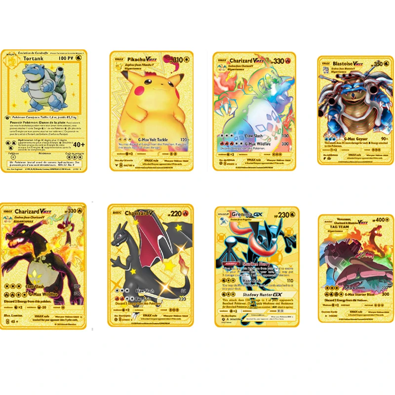 

Pokemon Metal Collection Card GX V DX VMAX Animation Cartoon Game Battle Flash Card Gifts for Friends Children's Toys