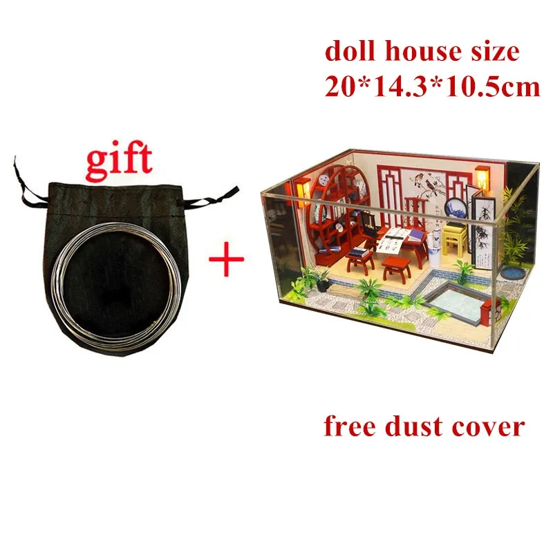 S with dust cover 3D Деревянный Кукольный дом Вилла мебель DIY Миниатюрная модель светодиодный светильник 3D Деревянный кукольный домик рождественские подарки игрушки для детей - Цвет: S with dust cover