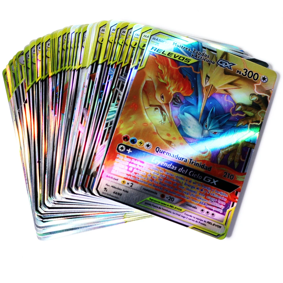 Карты Pokemon в испанском стиле 50-200 шт. GX VMAX V Trainer энергетические Сияющие карты игра