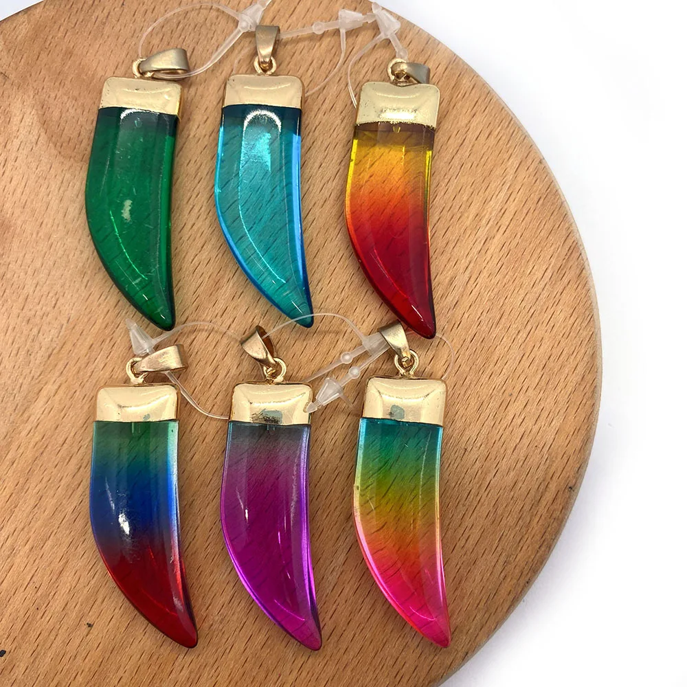

2pcs/pack Pepper Shape Crystal Pendants Reiki Stone Healing Stone Pendants 8 Colors for Choice DIY for Making Necklace 13x46mm