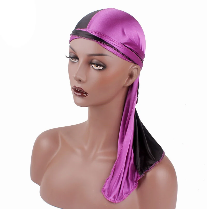 

Mixed Color Fashion Unisex Durag Turban Bandanas Cap Men Headwear Long Tail Breathable Hat Hair Accessories Women Headwear