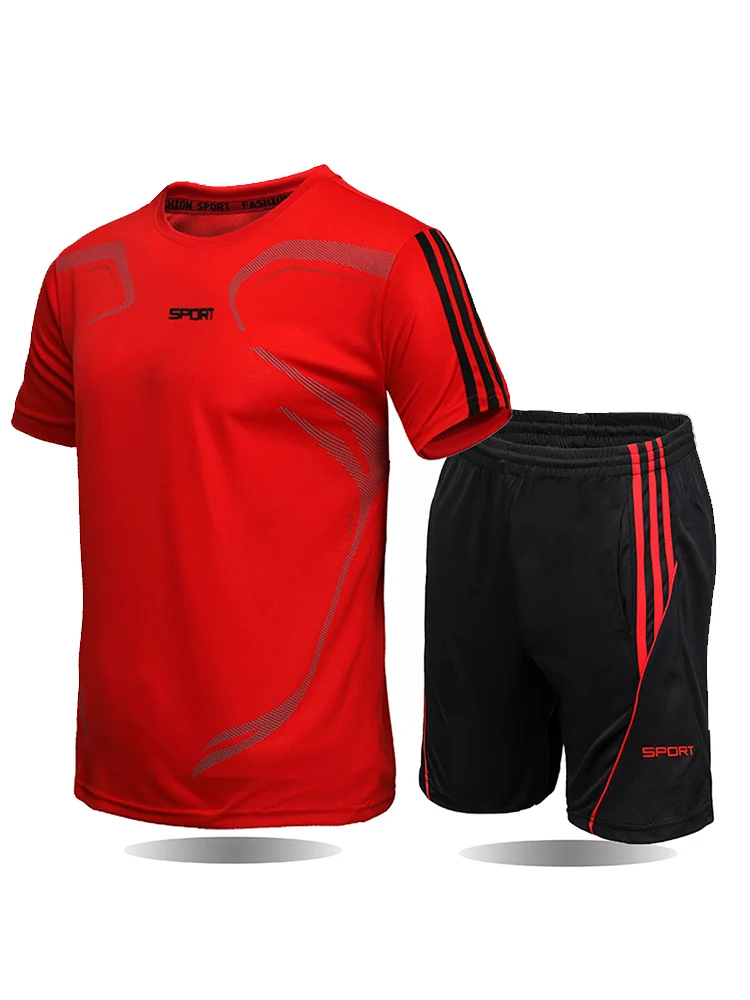 Костюм спортивный мужской из двух предметов модная летняя одежда футболка и