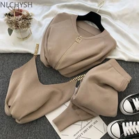 2021 autumn knitted sweater suit casual new product temperament chain vest knitted jacket elastic pants three piece sets