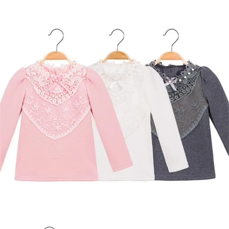 Осенние детские блузки кружевные школьные рубашки для девочек детская хлопковая