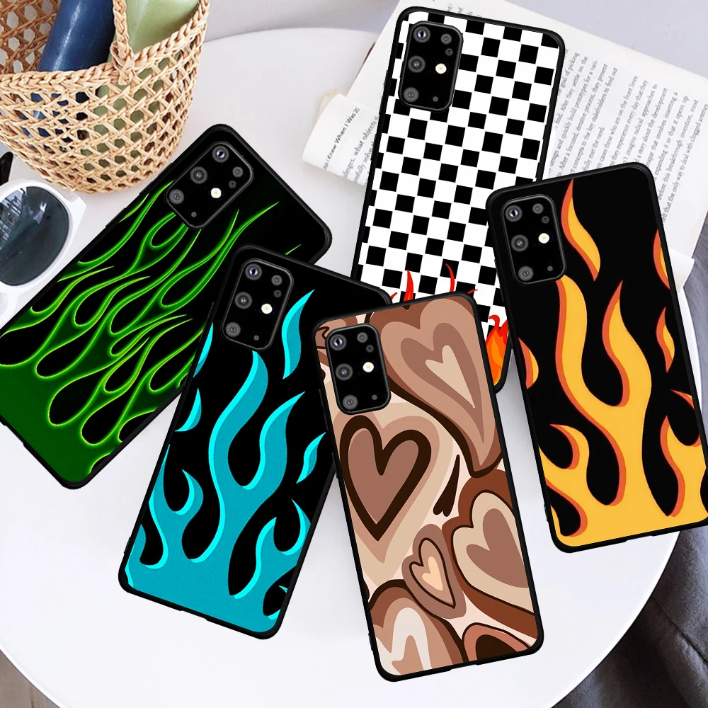 

New Luxury Flame Lattice Pattern for Samsung Galaxy S7 Edge S8 S9 S10e S20 S21 Note 8 9 10 20 Ultra Plus Phone Case Funda Cover