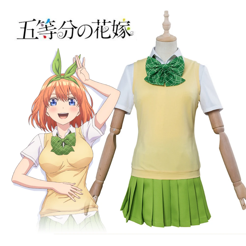 

Amine The Quintessential Quintuplets Nakano Yotsupa Cosplay Costume Asian Size S-XL Purple Sweater Aqua Skirt Academy Uniform