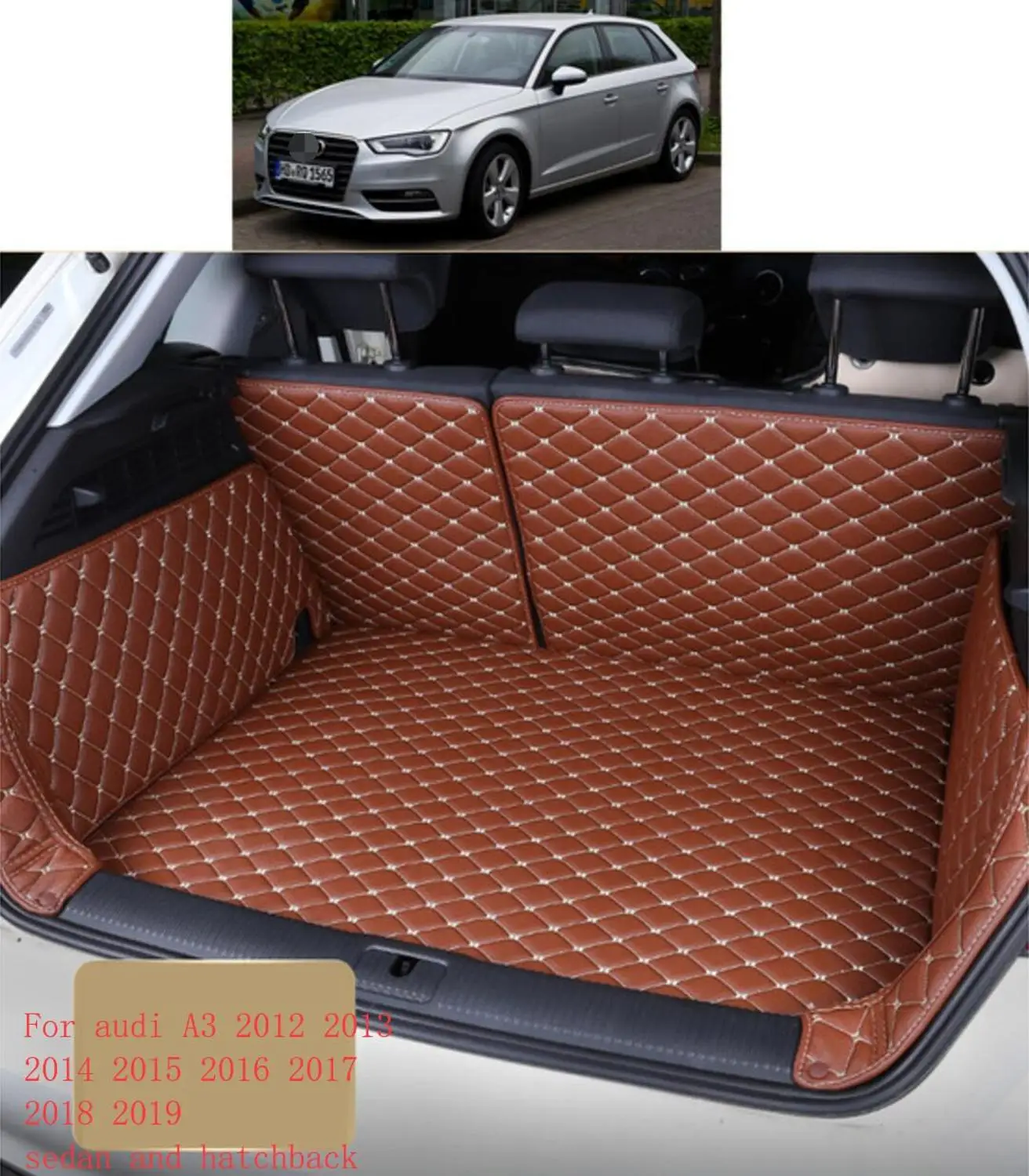 

luxury fiber leather car trunk mat for audi a3 8V 2012 2013 2014 2015 2016 2017 2018 2019 car styling car accessories