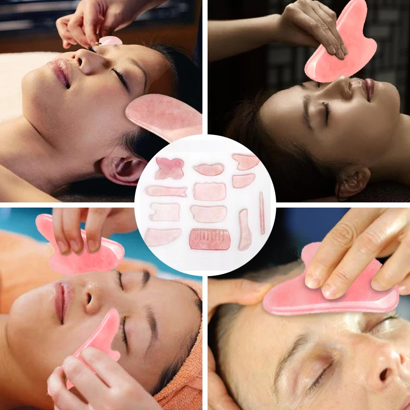 

Natural Jade Gua Sha Scraper Massage Rose Quartz Jade Guasha Stone For Face Neck Skin Lifting Wrinkle Remover Beauty Care SPA