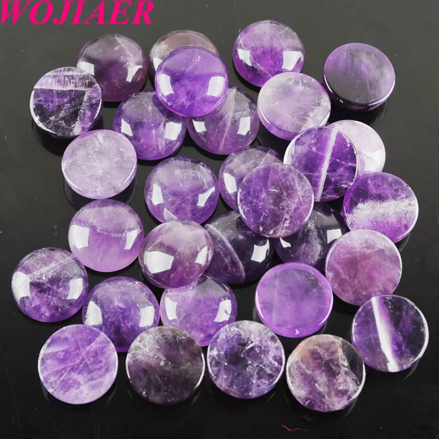 

Amethysts Loose Gem Stones Round Cabochon Beads Natural Stone Healing Bead Fit for Women Men DIY Handmade Jewelry 50PCS PU8228