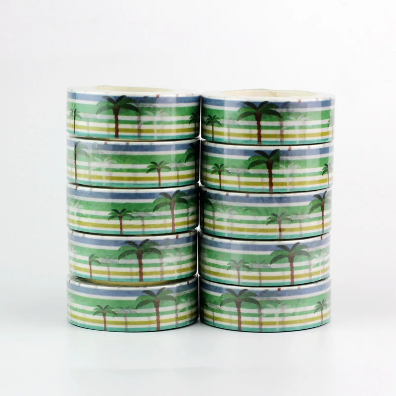 

10X Coconut tree holiday Decorative Washi Tapes DIY Scrapbook Stickers Masking Tape Kawaii Stationery for school office supplies