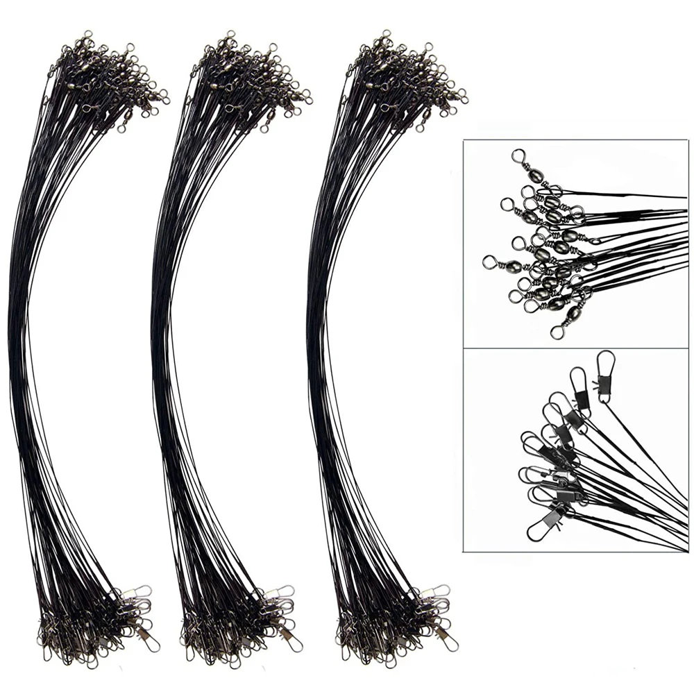 100 шт. 30 см черная стальная рыболовная леска стальной провод поводки с цилиндром