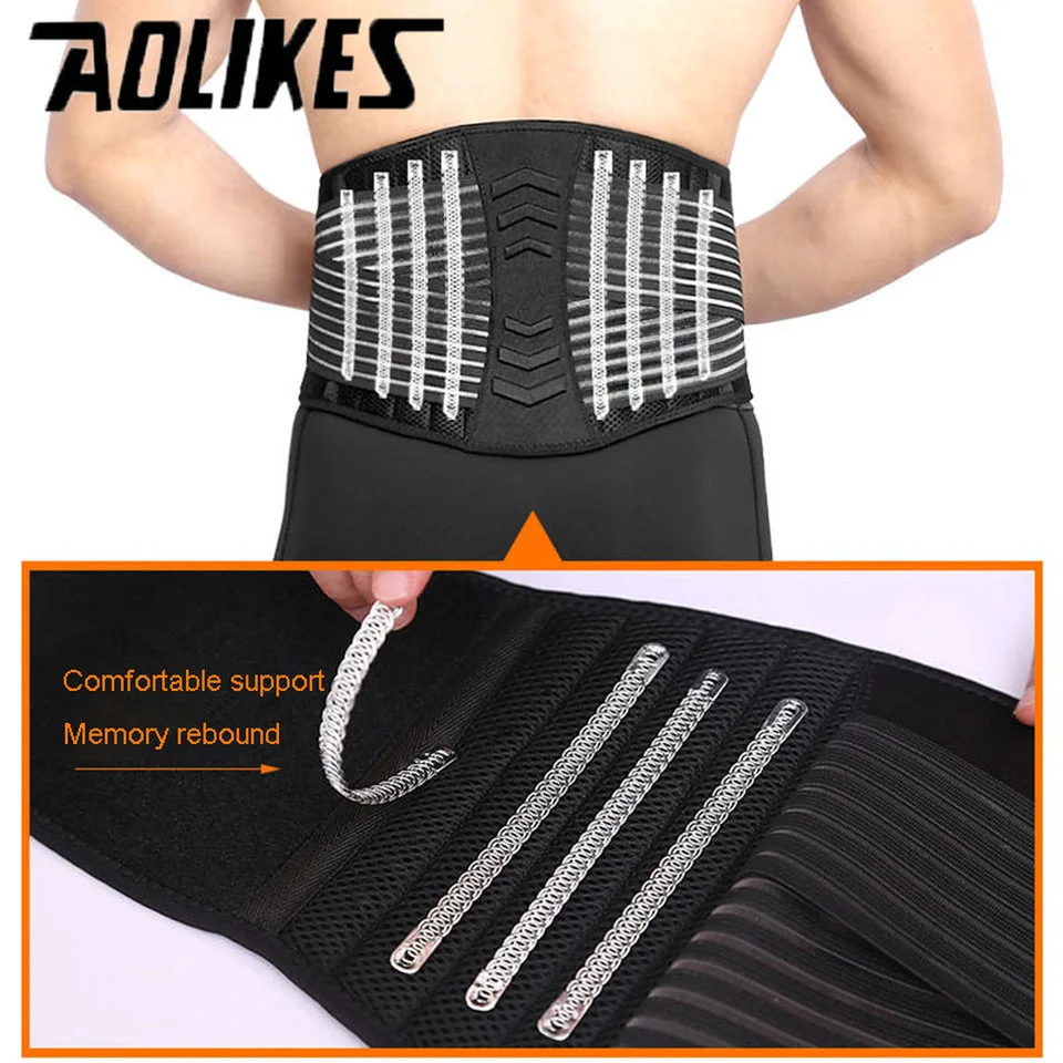 

AOLIKES Lumbar Support Waist Back Strap Compression Springs Supporting For Men Women Bodybuilding Gym Fitness Belt Sport Girdles