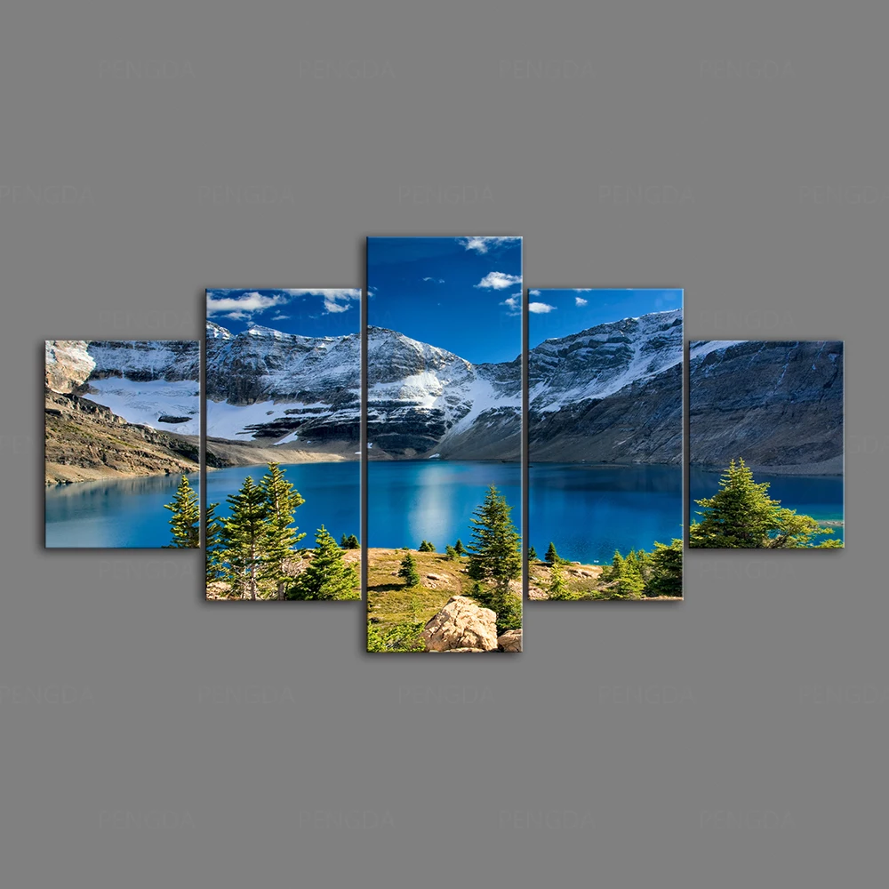 5 панелей Настенная картина Снежная гора холст живопись HD принты стандартный