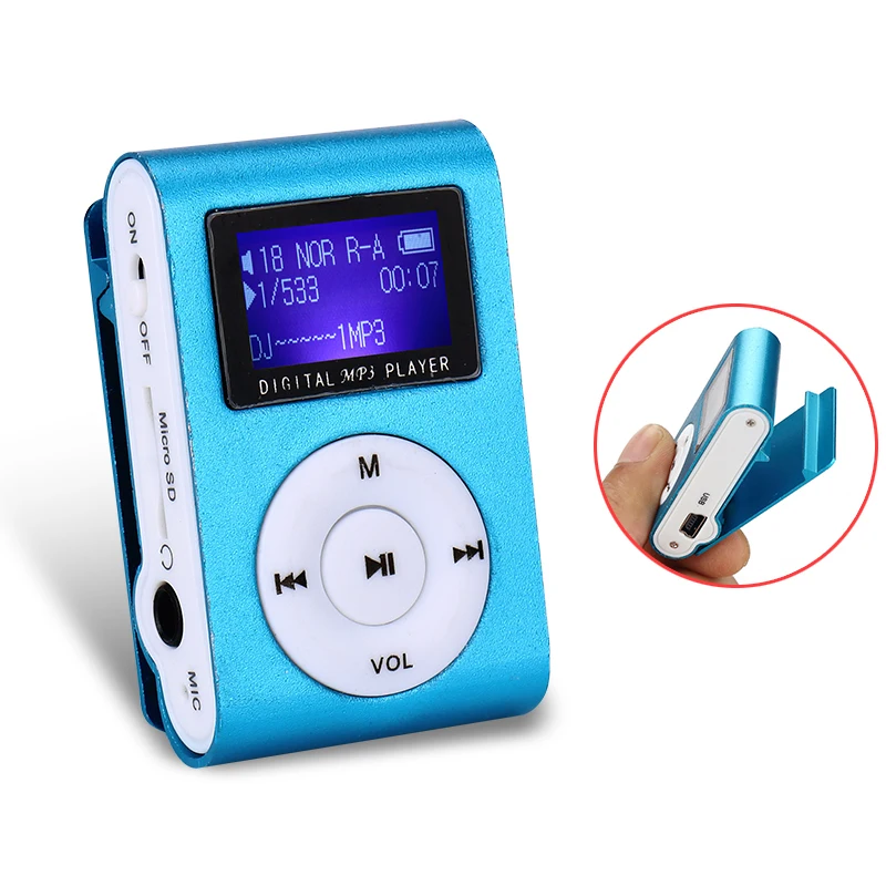 2 Гб памяти автомобиля мини USB Клип ЖК-экран MP3 музыкальный плеер Поддержка MP3-плеер USB линия передачи данных наушники спортивный металлический музыкальный плеер