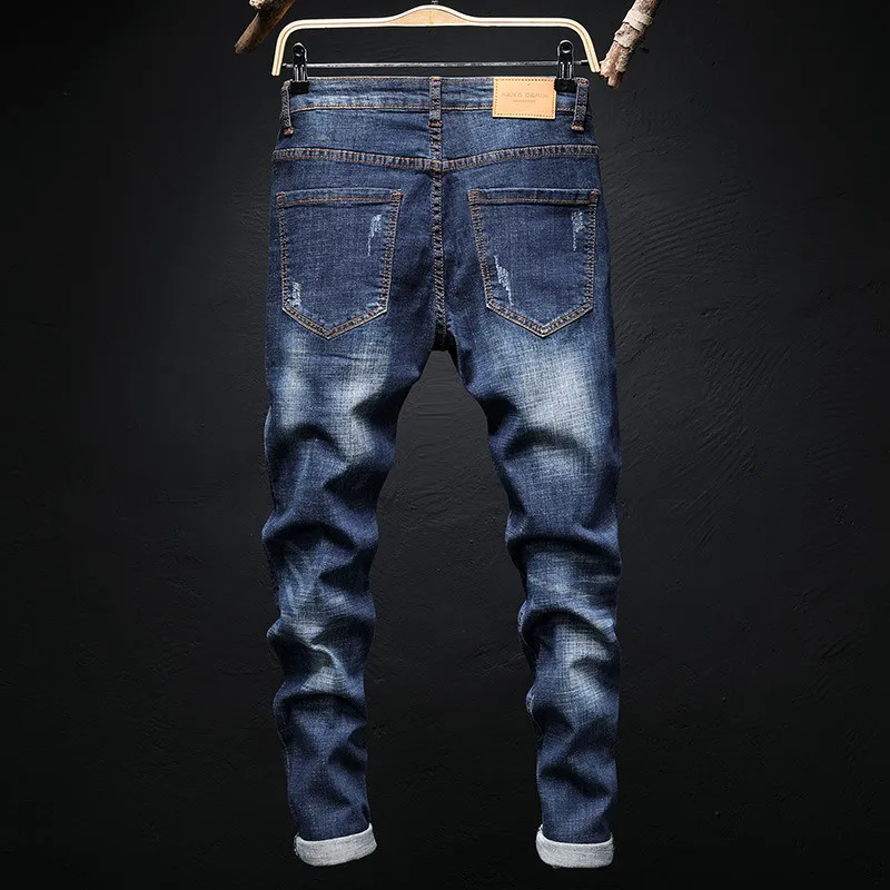 Мужские облегающие джинсы Koi fish синие повседневные хлопковые брюки с вышивкой