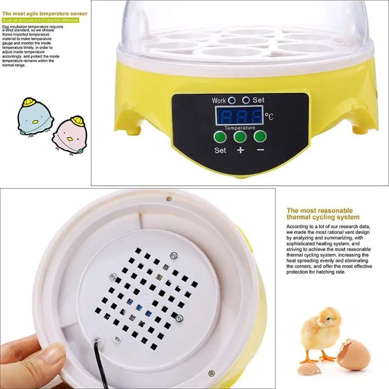 

TOP Selling Brooder Household 7 Eggs Smart Incubator Features Best Chicken Duck Goose Quail Bird Poultry Hatcher Machine