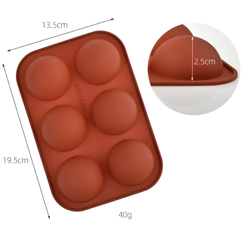 

6 Holes Silicone Mold Semi Sphere Cake Mould Sugarcraft Chocolate Cupcake Fondant Non Stick DIY Muffin Bakeware Kitchen Tools