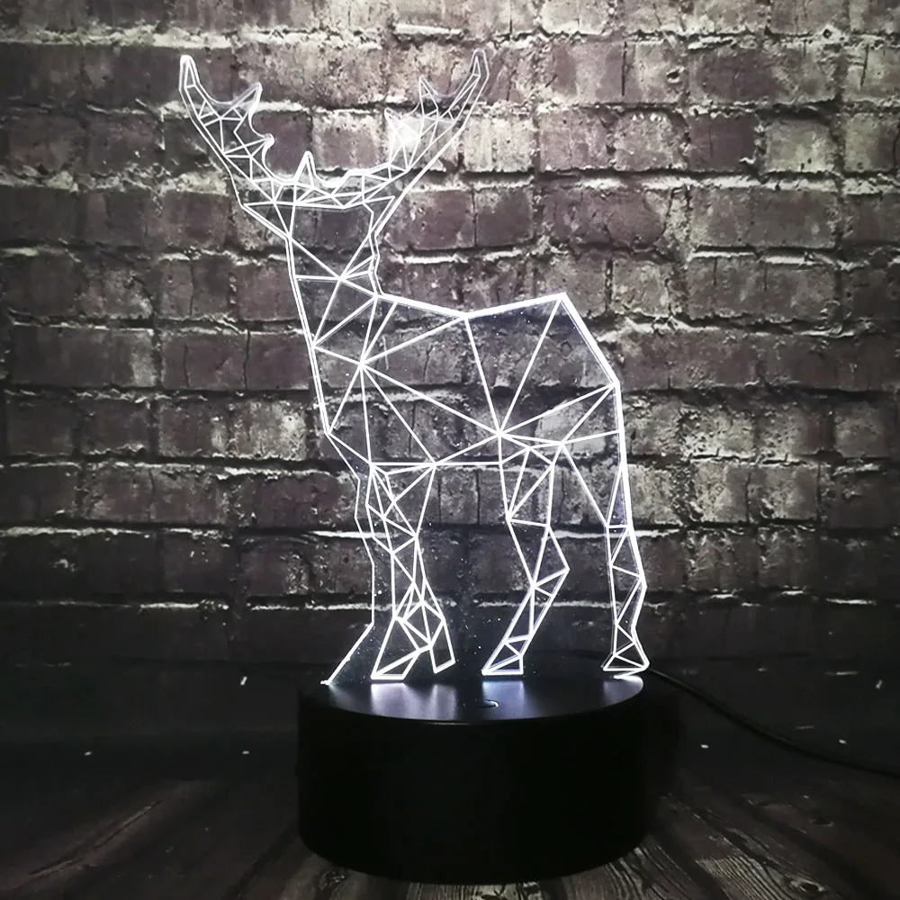 Новинка, ретро украшение в виде животных, олень, 3D USB светодиодный светильник, лось, олень, меняющий цвета, Рождественский романтический подарок, настольная лампа, RGB ночник, лампа