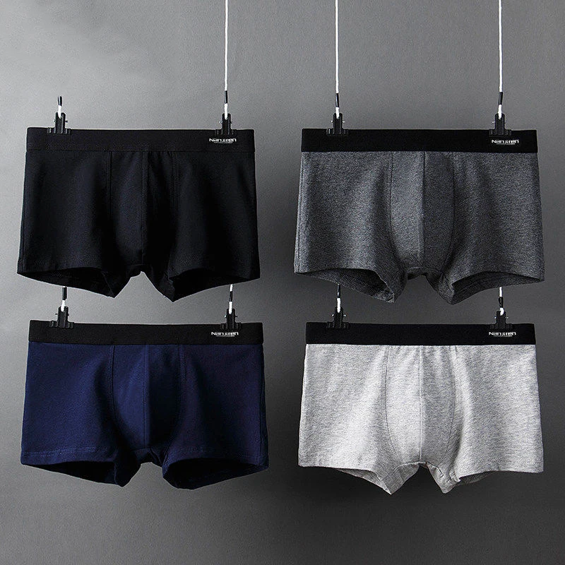 

4pcs/lot Underwear Boxer Shorts Panties Solid Shorts Brand Underpants Men 100% Cotton Breathable Mid Waist Shorts Men L-3XL