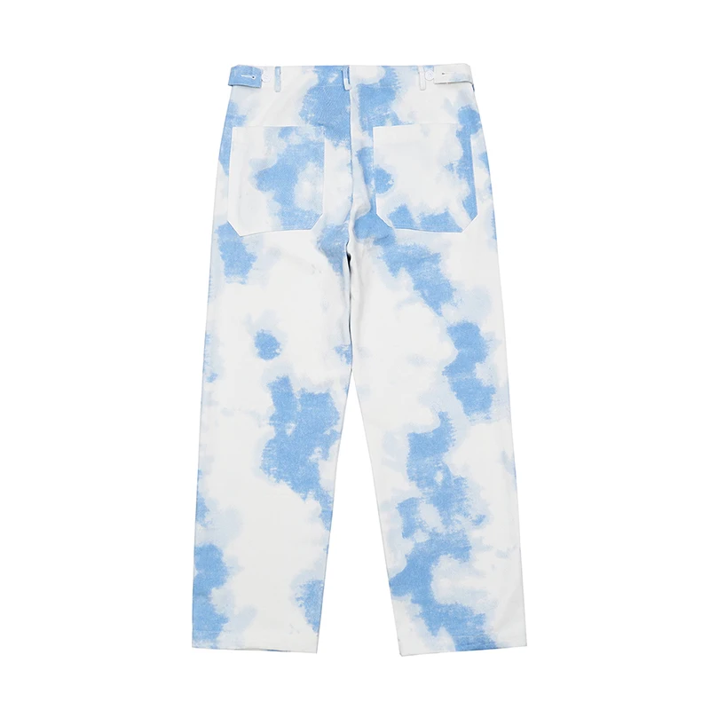 

Gradient Tie Dye Overalls Retro Casual Mens Loose High Street VIbe Style Oversize Trousers Hip Hop Straight Baggy Pants