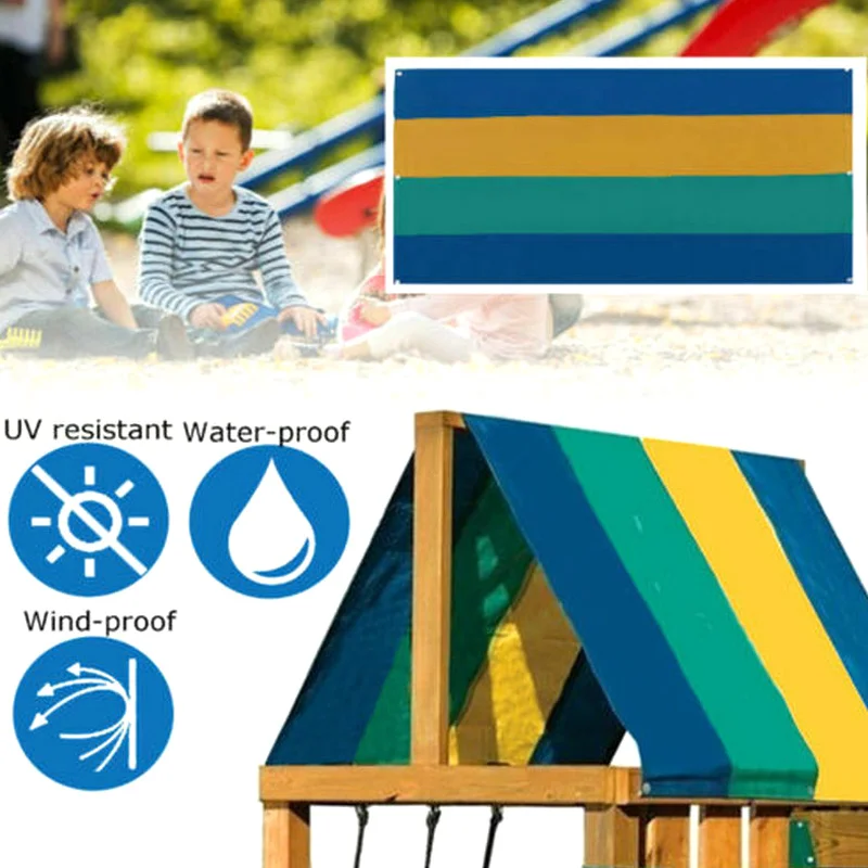 

Slide Playhouse Cover Awnings Playground Canopies Replacement Kid Shade Tarp Waterproof Colorful Striped B99