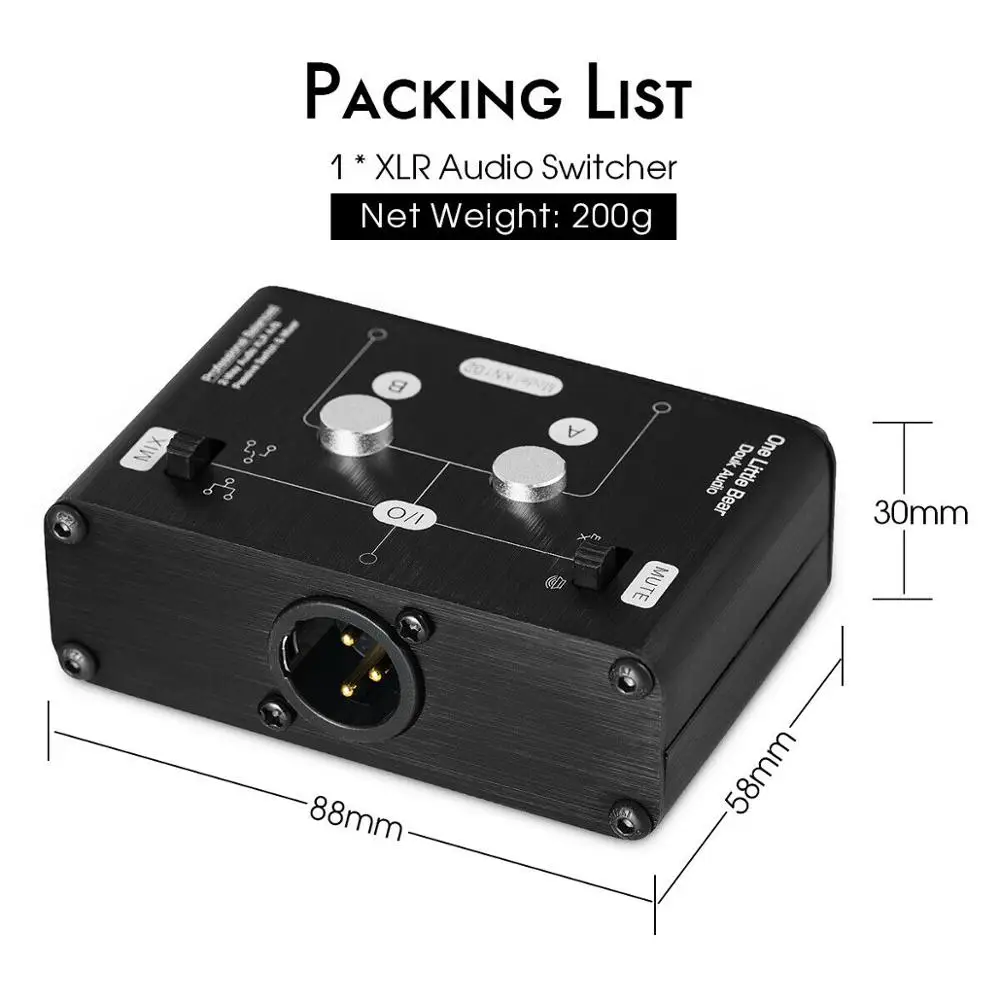 Nobsound мини 2 полосный стерео пассивный Сбалансированный XLR аудио переключатель и