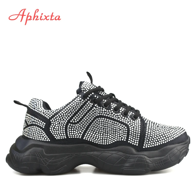 Aphixta/кроссовки на платформе с кристаллами Женская обувь спортивная дышащая для