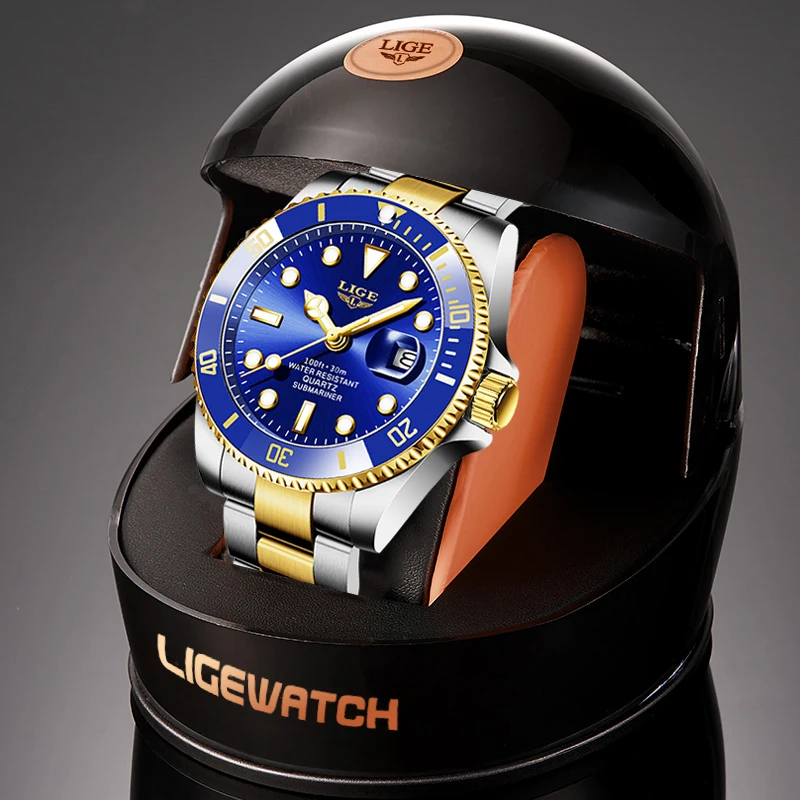 

Relogio Masculino LIGE Top Brand Luxury Fashion Diver Watch Men 30ATM Waterproof Date Clock Sport Watches Mens Quartz Wristwatch