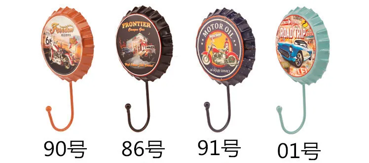 90 86 91 01 (4pcs) Креативный ретро-Утюг, пивная Крышка, крючки для одежды, крючки для одежды, магазины одежды, примерочные комнаты, настенные украшения - Цвет: 90 86 91 01 (4pcs)