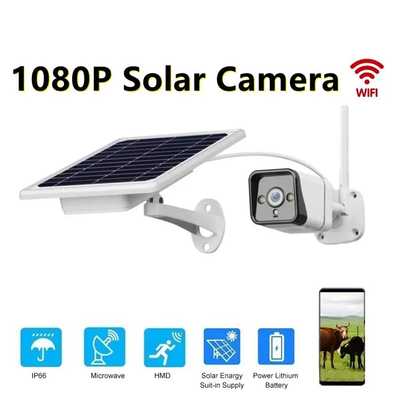 Солнечный Камера Wi-Fi 1080P 200W пикселей на солнечных батареях безопасности