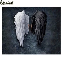 5d diy diamond painting angel wings black and white picture diamond mosaic of rhinestones embroidery new arrival decor gift