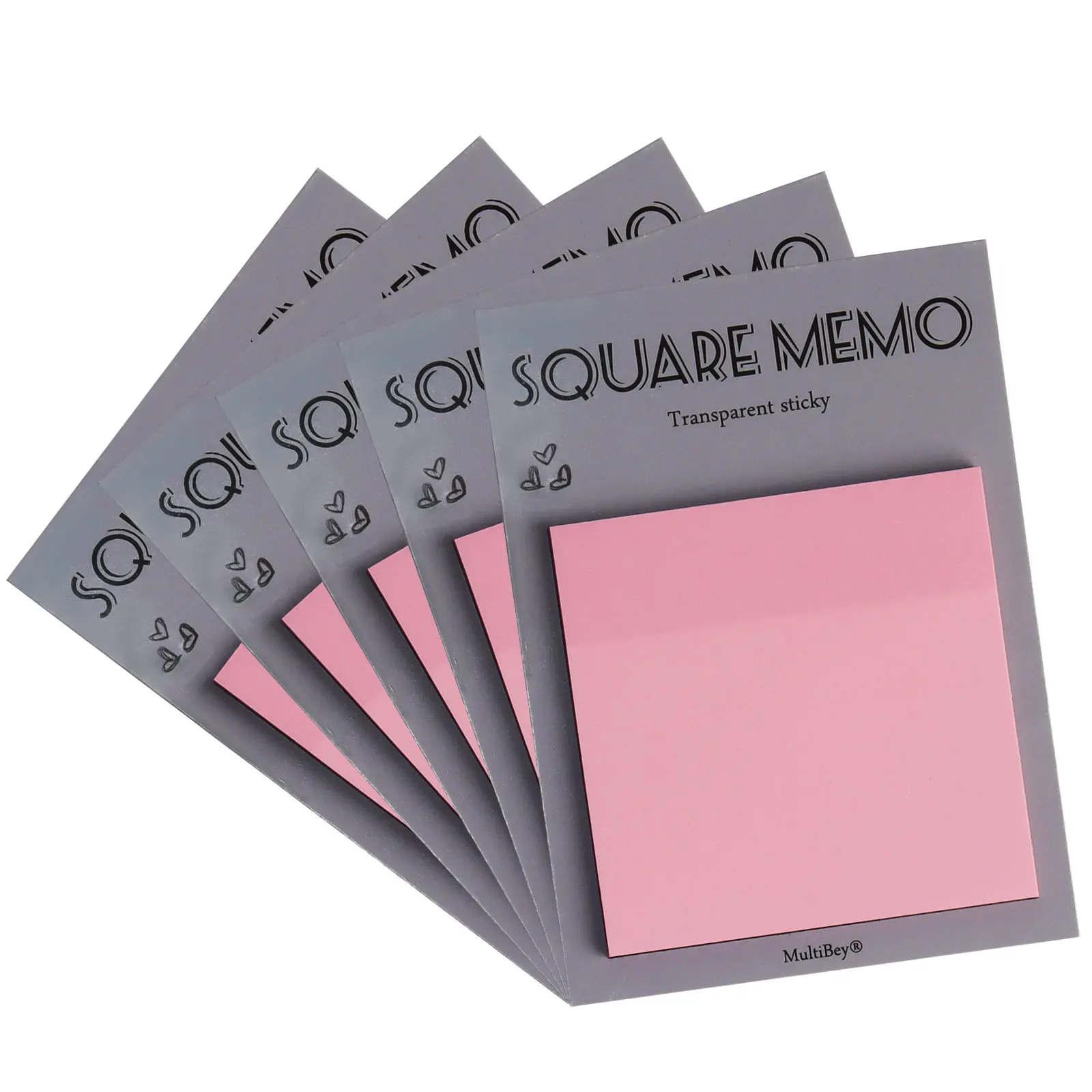 Transparent PET Cute Pink Sticky Note, Waterproof, Re-attachable, Simple And Practical Memo Agenda Sticky Note, 3 in*3 in.