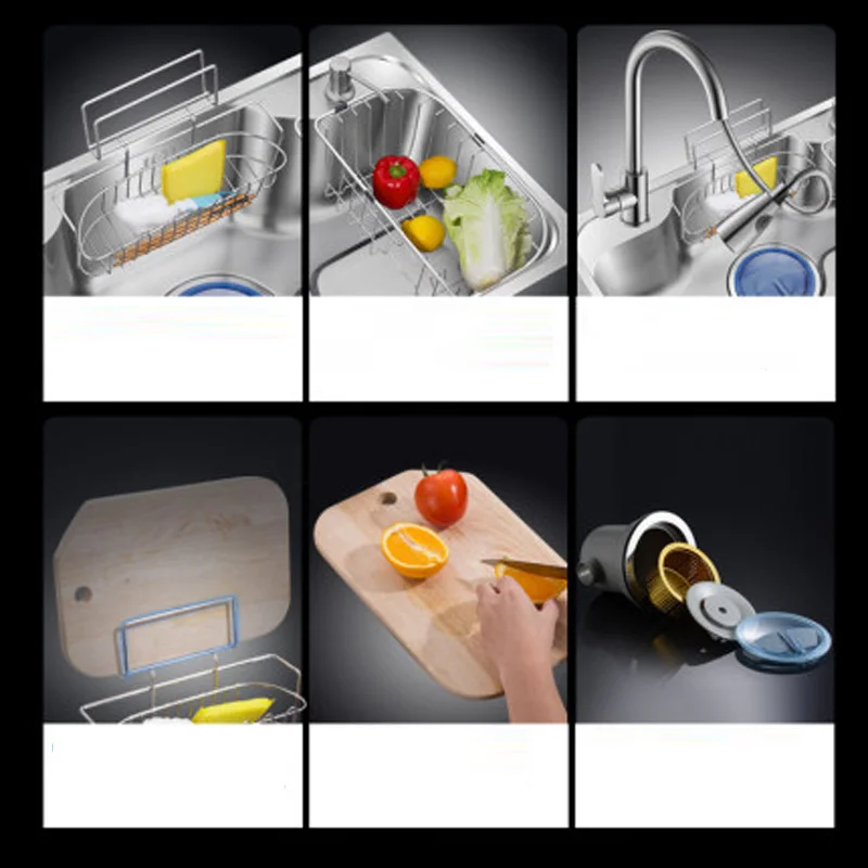 4 мм толщина вручную двойной паз 304 кухонная раковина из нержавеющей стали под