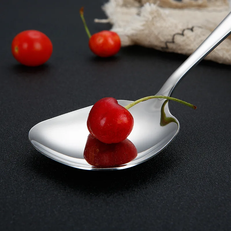 Серебряная длинная нержавеющая сталь для ложек набор столовых приборов супа