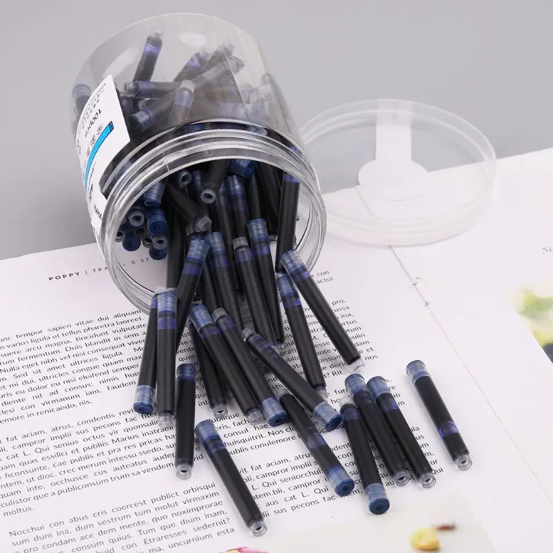 

100pcs Jinhao Universal Erasable Blue Fountain Pen Ink Sac Cartridges 3.4mm Refills School Office Stationery