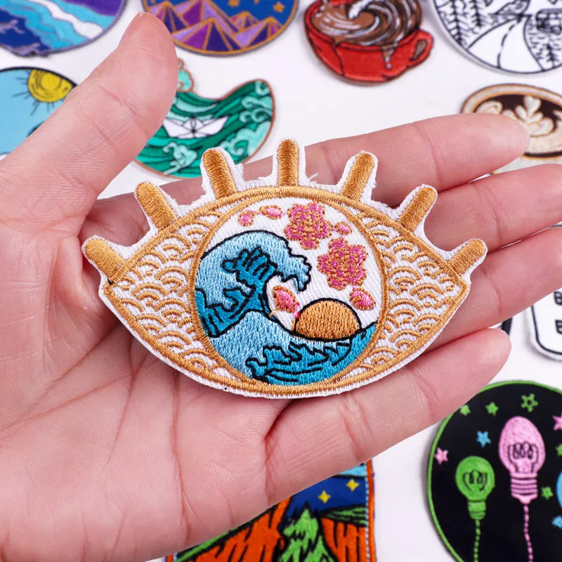 Нашивка горы приключения аппликация с волнами патчи вышивкой утюгом на одежде