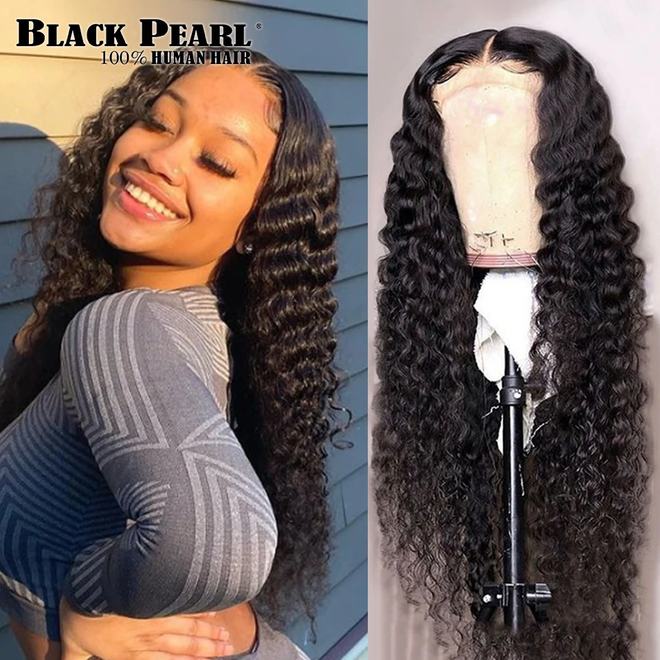 13x5 T Deep Wave Lace Front Human Hair Wig 30 Inch Pre Plucked With Baby Hair 150% Brazilian Deep Curly Frontal Wig For Women